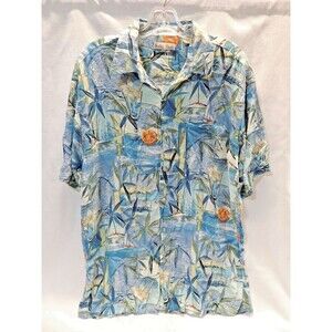 Hollis River Sailboats Palm Trees Tropical Hawaiian Rayon S/S Shirt Large‎